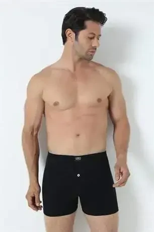 6 Pack Black Men's Combed Cotton Towel Waist Boxer Briefs %100 Cotton - 4