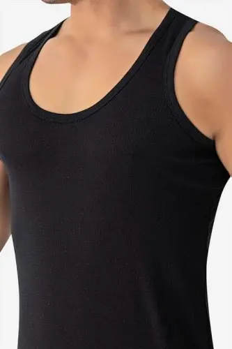 6-Pack Black Men's Mesh Tank Top Cotton Perforated Summer Men's Tank Top - 3