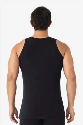 6-Pack Black Men's Mesh Tank Top Cotton Perforated Summer Men's Tank Top - 4