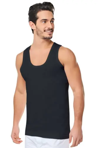 6-Pack Black Ribbed Men's Tank Top-ter0102-6l-BLACK 