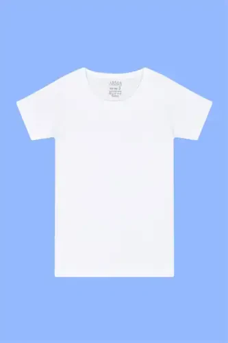 6-pack Boy's Bike Collar White Short-sleeve T-shirt 100% Cotton - BÜYÜKBEDENIZ (1)