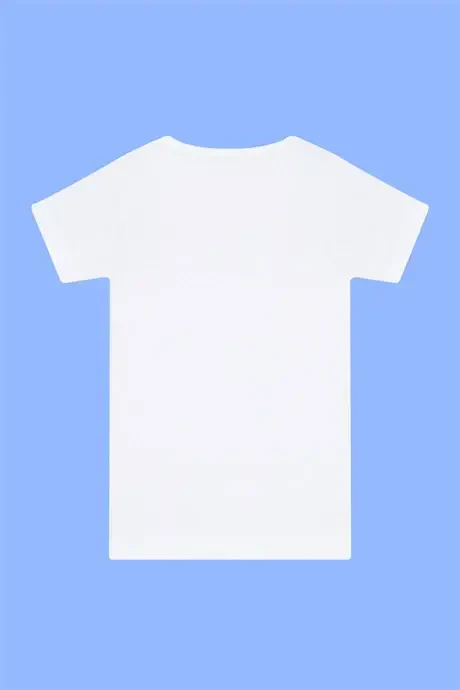 6-pack Boy's Bike Collar White Short-sleeve T-shirt 100% Cotton - 3