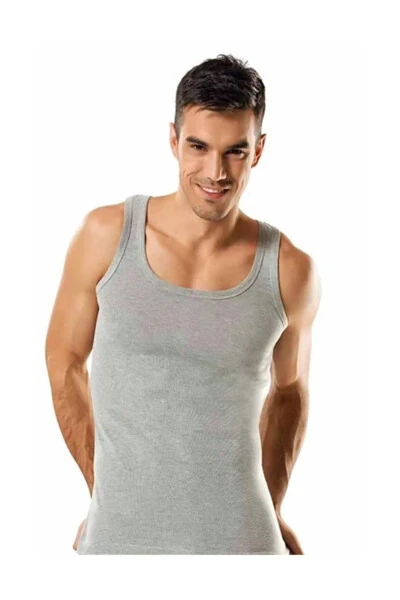 6 Pack Classic Sleeveless Men's Undershirt Grey Sleeveless Undershirt - TUTKU (1)