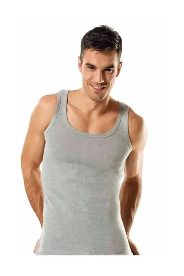 6 Pack Classic Sleeveless Men's Undershirt Grey Sleeveless Undershirt - 2