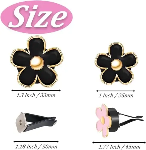 6 Pack Colorful Daisy Flower Car Air Vent Clips Car Air Outlet Freshener Clip for Car Interior Decoration Accessories (Black, White, Red) - 6 (1)