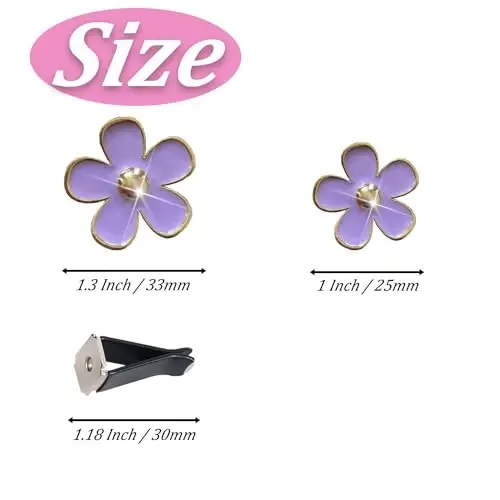 6 Pack Colorful Daisy Flower Car Air Vent Clips Car Air Outlet Freshener Clip for Car Interior Decoration Accessories (Purple) - 2