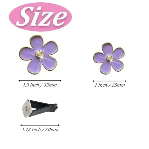 6 Pack Colorful Daisy Flower Car Air Vent Clips Car Air Outlet Freshener Clip for Car Interior Decoration Accessories (Purple) - 2