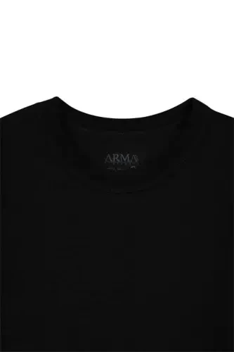 6 Pack Crew Neck Boys Black T-Shirt Short Sleeve 100% Cotton - 5