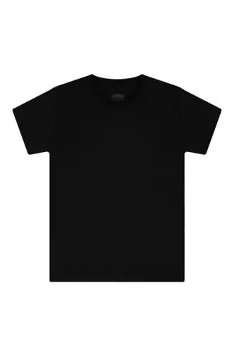 6 Pack Crew Neck Boys Black T-Shirt Short Sleeve 100% Cotton - 2