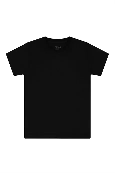 6 Pack Crew Neck Boys Black T-Shirt Short Sleeve 100% Cotton - 2