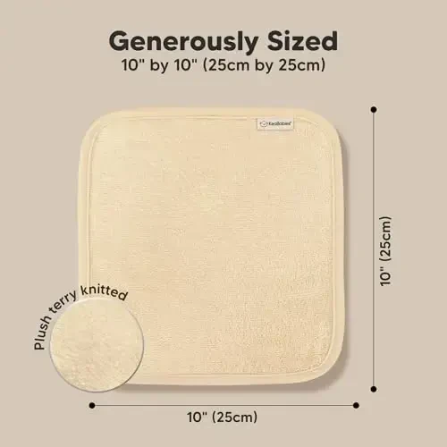 6-Pack Baby Washcloths - Soft Absorbent Viscose from Bamboo Wash Cloths for Babies, Kids, Toddlers, Infant, Newborn Bath Towels, Gentle on Sensitive Skin, 10x10 Reusable Face Towels (Khaki) - 4