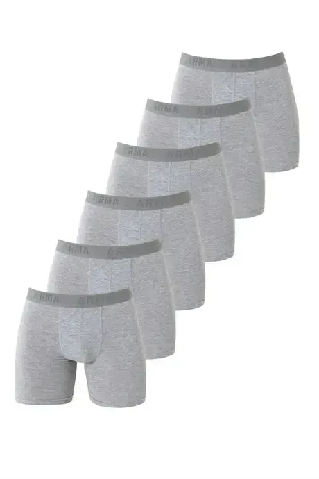 6-Pack Gray Men's Boxer Briefs with Stretch Fabric - BÜYÜKBEDENIZ