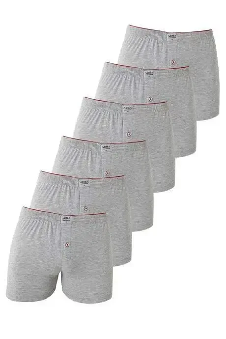 6-Pack Gray Men's Combed Cotton Towel-Waist Boxer Briefs 100% Cotton - 2