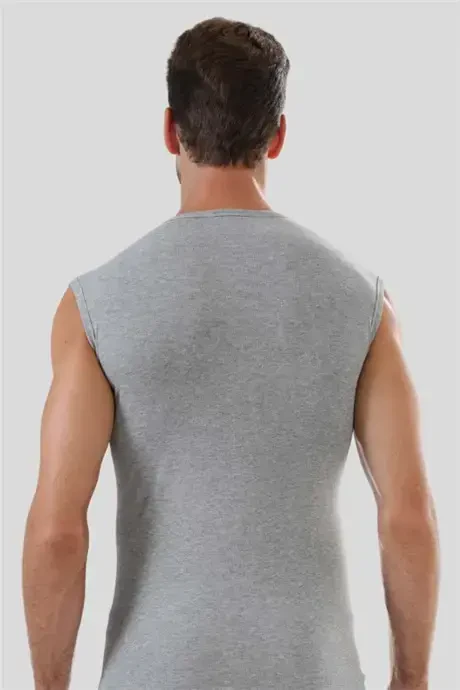 6 Pack Gray Men's Sleeveless Athletic Scoop Neck Tank Top 100% Cotton - 4