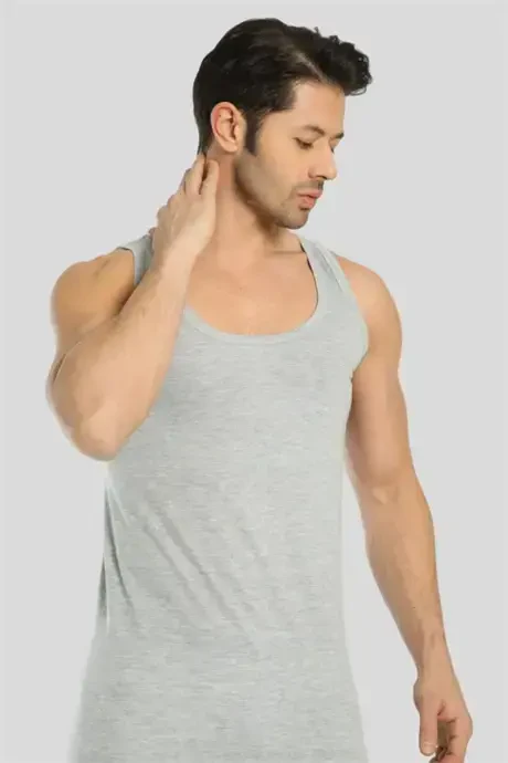 6-Pack Grey Men's Tank Tops 100% Cotton Jersey - 5