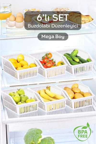 6 Pack Mega Boy Refrigerator, Cabinet Organizer, Large Refrigerator Organizer - MELENI HOME