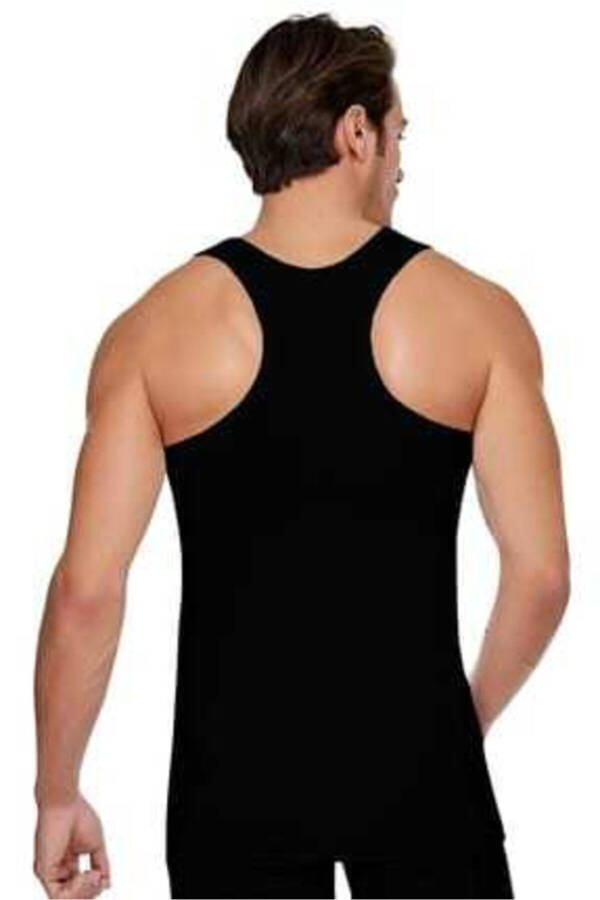 6-pack Men's Athletic (rambo) Ribbed Undershirt Color: Black - 1