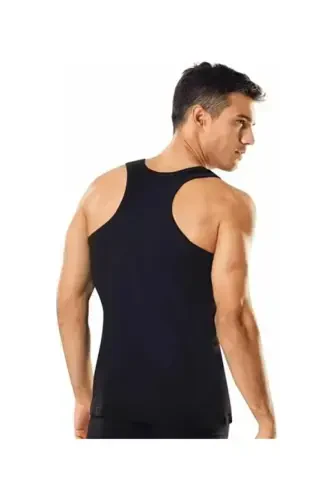 6-pack Men's Athletic (rambo) Ribbed Undershirt Color: Black - TUTKU (1)