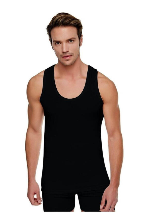 6 Pack Men's Black Tank Top 0101 100% Cotton Jersey ( Not Ribbed ! ) Abani Classic - 1