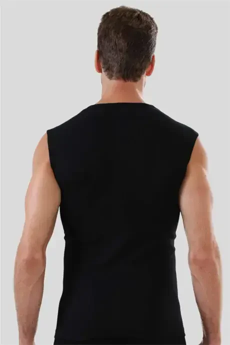 6 Pack Men's Black Tank Top V Neck Sleeveless T-Shirt 100% Cotton - BÜYÜKBEDENIZ