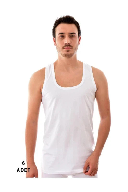 6 Pack Men's Cotton Undershirts White - TUTKU