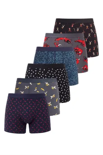 6-Pack Men's Patterned Boxer Shorts Cotton Lycra Flexible Fabric - 1