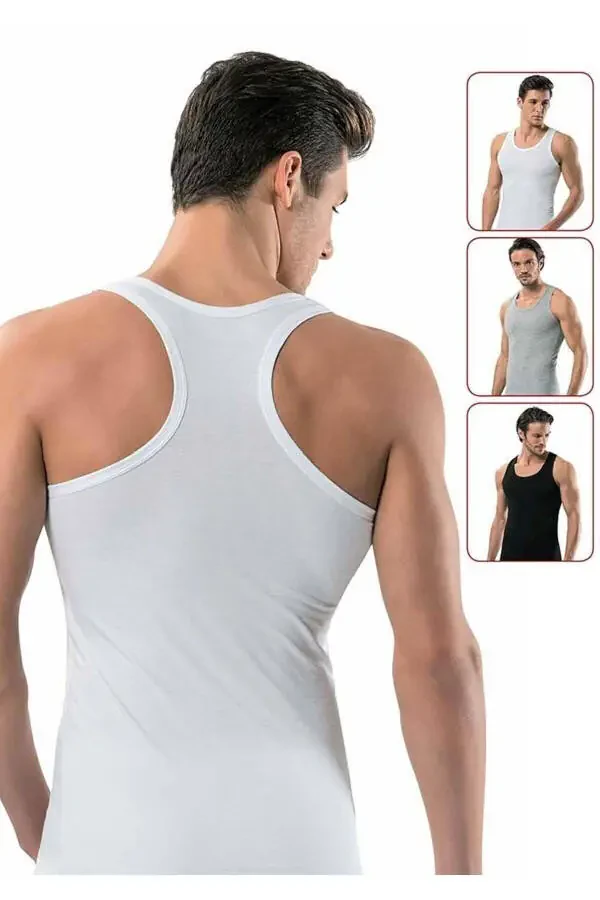 6 Pack Men's Ribbed Lycra Sports Rambo Undershirt Mix - 3