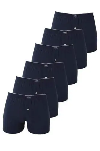 6 Pack Navy Blue Men's Penye Towel Waist Boxer %100 Cotton - 9