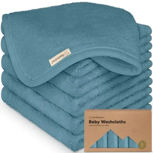 6-Pack Soft Baby Washcloths, Viscose from Bamboo - Kids, Newborn Bath Towels, Infant Shower, Toddler Reusable Face Towel, Gentle on Skin, Face Wash Cloths for Babies, 10x10 (Aegean Blue) 