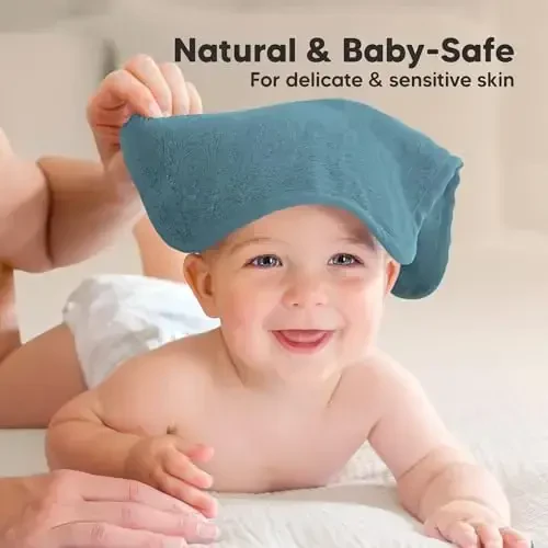 6-Pack Soft Baby Washcloths, Viscose from Bamboo - Kids, Newborn Bath Towels, Infant Shower, Toddler Reusable Face Towel, Gentle on Skin, Face Wash Cloths for Babies, 10x10 (Aegean Blue) - 5