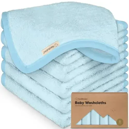 6-Pack Soft Baby Washcloths, Viscose from Bamboo - Kids, Newborn Bath Towels, Infant Shower, Toddler Reusable Face Towel, Gentle on Skin, Face Wash Cloths for Babies, 10x10 (Bravo Blue) - 1