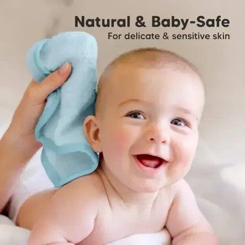 6-Pack Soft Baby Washcloths, Viscose from Bamboo - Kids, Newborn Bath Towels, Infant Shower, Toddler Reusable Face Towel, Gentle on Skin, Face Wash Cloths for Babies, 10x10 (Bravo Blue) - 5