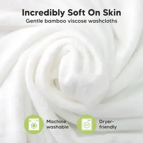 6-Pack Soft Baby Washcloths, Viscose from Bamboo - Kids, Newborn Bath Towels, Infant Shower, Toddler Reusable Face Towel, Gentle on Skin, Face Wash Cloths for Babies, 10x10 (Dove) - 2