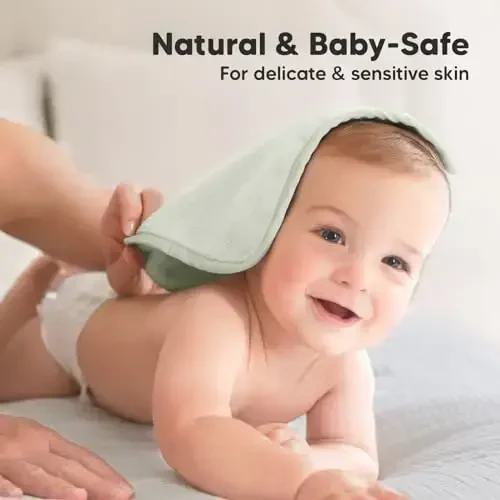 6-Pack Soft Baby Washcloths, Viscose from Bamboo - Kids, Newborn Bath Towels, Infant Shower, Toddler Reusable Face Towel, Gentle on Skin, Face Wash Cloths for Babies, 10x10 (Dove) - 5