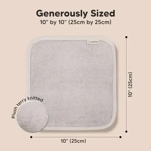 6-Pack Soft Baby Washcloths, Viscose from Bamboo - Kids, Newborn Bath Towels, Infant Shower, Toddler Reusable Face Towel, Gentle on Skin, Face Wash Cloths for Babies, 10x10 (Heather) - 4