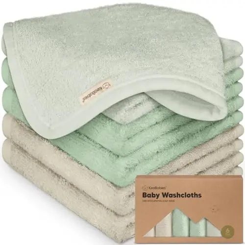6-Pack Soft Baby Washcloths, Viscose from Bamboo - Kids, Newborn Bath Towels, Infant Shower, Toddler Reusable Face Towel, Gentle on Skin, Face Wash Cloths for Babies, 10x10 (Hills) 