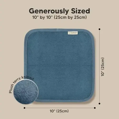 6-Pack Soft Baby Washcloths, Viscose from Bamboo - Kids, Newborn Bath Towels, Infant Shower, Toddler Reusable Face Towel, Gentle on Skin, Face Wash Cloths for Babies, 10x10 (Navy Blue) - 4