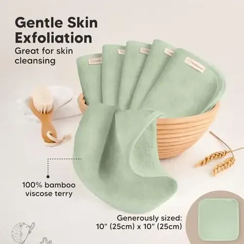6-Pack Soft Baby Washcloths, Viscose from Bamboo - Kids, Newborn Bath Towels, Infant Shower, Toddler Reusable Face Towel, Gentle on Skin, Face Wash Cloths for Babies, 10x10 (Pistachio) - 4