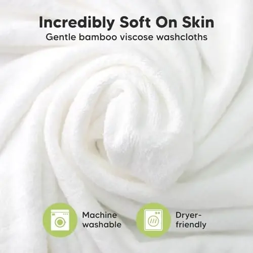 6-Pack Soft Baby Washcloths, Viscose from Bamboo - Kids, Newborn Bath Towels, Infant Shower, Toddler Reusable Face Towel, Gentle on Skin, Face Wash Cloths for Babies, 10x10 (Rosy) - KEABABIES (1)