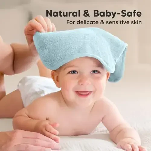 6-Pack Soft Baby Washcloths, Viscose from Bamboo - Kids, Newborn Bath Towels, Infant Shower, Toddler Reusable Face Towel, Gentle on Skin, Face Wash Cloths for Babies, 10x10 (Sky) - 5