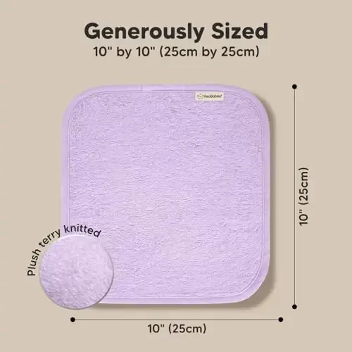 6-Pack Soft Baby Washcloths, Viscose from Bamboo - Kids, Newborn Bath Towels, Infant Shower, Toddler Reusable Face Towel, Gentle on Skin, Face Wash Cloths for Babies, 10x10 (Soft Lilac) - 4
