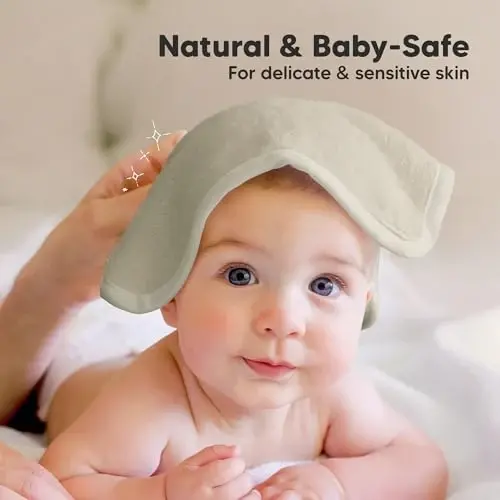 6-Pack Soft Baby Washcloths, Viscose from Bamboo - Kids, Newborn Bath Towels, Infant Shower, Toddler Reusable Face Towel, Gentle on Skin, Face Wash Cloths for Babies, 10x10 (Stone) - 5