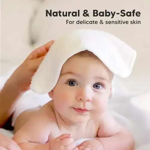 6-Pack Soft Baby Washcloths, Viscose from Bamboo - Kids, Newborn Bath Towels, Infant Shower, Toddler Reusable Face Towel, Gentle on Skin, Face Wash Cloths for Babies, 10x10 (White/Sky) - 4