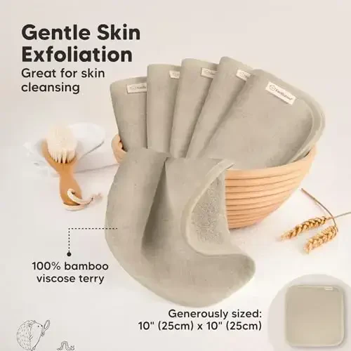 6-Pack Soft Baby Washcloths, Viscose from Bamboo - Kids, Newborn Bath Towels, Infant Shower, Toddler Reusable Face Towel, Gentle on Skin, Face Wash Cloths for Babies, 10x10(Earth Brown) - 4