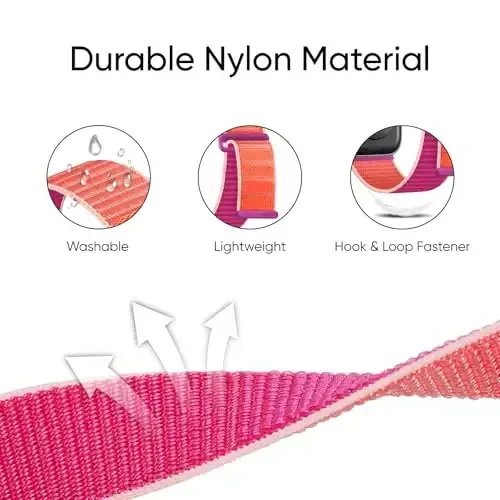 6 Pack Sport Nylon Loop Band Compatible with Apple Watch Bands 38mm 40mm 41mm 42mm 44mm 45mm 46mm 49mm for Women Men, Adjustable Breathable Braided Straps for iWatch Series 10/9/8/7/6/5/4/3/SE/Ultra - MODAZONE (1)