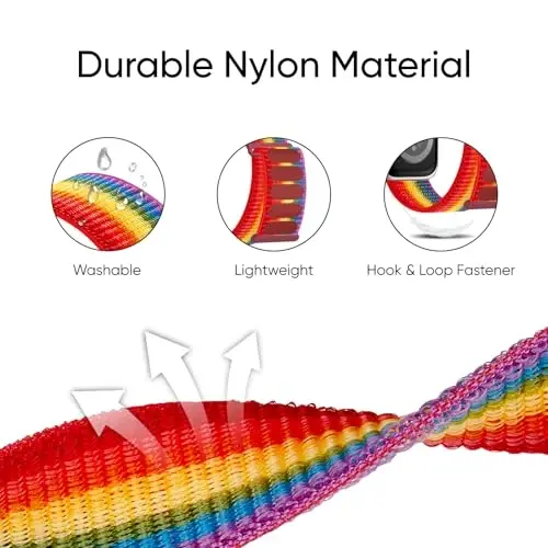 6 Pack Sport Nylon Loop Band Compatible with Apple Watch Bands 38mm 40mm 41mm 42mm 44mm 45mm 46mm 49mm for Women Men, Adjustable Breathable Braided Straps for iWatch Series 10/9/8/7/6/5/4/3/SE/Ultra - 2