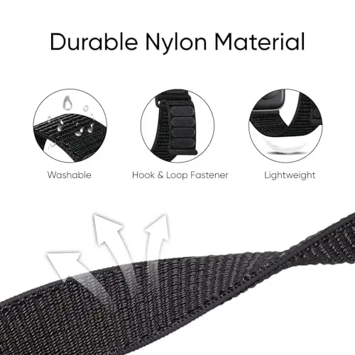 6 Pack Sport Nylon Loop Band Совместим с Apple Watch Band 38mm 40mm 41mm 42mm 44mm 45mm 46mm 49mm для женщин и мужчин, регулируемые дышащие плетеные ремешки для iWatch Series 11/10/9/8/7/6/5/4/3/SE/Ultra 