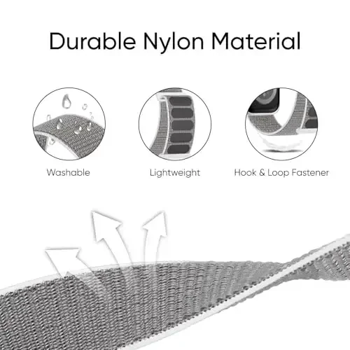 6 Pack Sport Nylon Loop Band Совместим с Apple Watch Band 38mm 40mm 41mm 42mm 44mm 45mm 46mm 49mm для Женщин и Мужчин, Регулируемые Дышащие Плетеные Ремни для iWatch Series 11/10/9/8/7/6/5/4/3/SE/Ultra - 2