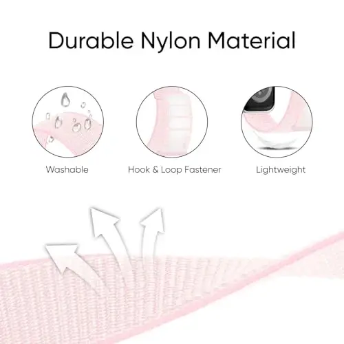 6 Pack Sport Nylon Loop Band Совместим с Apple Watch Bands 38mm 40mm 41mm 42mm 44mm 45mm 46mm 49mm для Женщин Мужчин, Регулируемые Дышащие Плетеные Ремешки для iWatch Series 10/9/8/7/6/5/4/3/SE/Ultra 