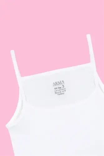 6 Pack Toddler Girls' Tank Top - Racerback, White, 100% Cotton Rib - 3